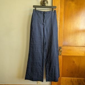 NWT Diane Von Furstenberg Pleat Front Flare Pant in NAVY | Size 4